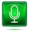 Microphone icon neon light green square button