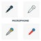 Microphone icon set. Four elements in diferent styles from audio buttons icons collection. Creative microphone icons filled,