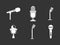 Microphone icon set grey vector