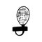Microphone icon, sticker. sketch hand drawn doodle style. vector, minimalism, monochrome. sound recording, buttonhole, interview,