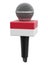 Microphone with Indonesian flag. Image with clipping path