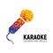 Microphone logo made with color circles. Karaoke logotype on white background. Vector illustration