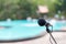 Microphone outdoor near Swimming pools soft and blur style for background.