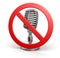 Microphone and prohibition sign (clipping path included)