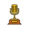 Microphone radio equipment, golden line award icon