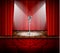 Microphone and red curtain