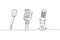 Microphone set one line art. Continuous line drawing of musical, retro, broadcasting, microphone, radio, music, karaoke