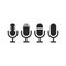 Microphone simple black isolated vector icon set.