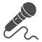 Microphone solid icon, Sound design concept, mic sign on white background, Microphone with cord icon in glyph style for