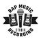 Microphone and speakers vector rap music emblem