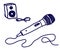 Microphone and subwoofer on a white background. Sketch. Vector