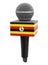 Microphone and Uganda flag. Image with clipping path