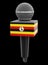 Microphone and Uganda flag. Image with clipping path