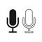 Microphone vector icon. Audio voice recording on/off mute symbol. Flat podcast application interface sign.