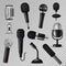 Microphone vector sound music audio voice mic recorder karaoke studio radio record phonetic vintage old and modern