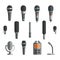 Microphones and dictaphone vector flat icons
