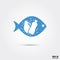 Microplastic in fish Icon. Water pollution Symbol
