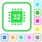 Microprocessor 32 bit architecture vivid colored flat icons