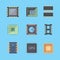 Microprocessor and Electronic chips icons . set chip vector illustration