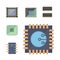 Microprocessor and Electronic chips icons . set chip vector illustration