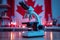 Microscope against the background of the Canada flag