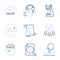 Microscope, Analytics chart and Ship icons set. Swipe up, Elastic and 360 degrees signs. Vector