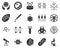 Microscope. Bioengineering glyph icons set. Biotechnology for health, researching, materials creating. Molecular biology,
