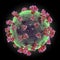Microscope coronavirus flu strain close up on black background