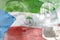 Microscope on Equatorial Guinea flag - science development conceptual background. Research in biochemistry or medicine, 3D