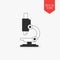 Microscope icon. Flat design gray color symbol. Modern UI web na