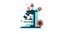 A microscope icon representing the use of microscopic data in big data analysis and research created with Generative AI