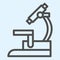 Microscope line icon. Biochemistry and microbiology medical equipment. Health care vector design concept, outline style