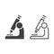 Microscope line icon, research outline and solid vector sign