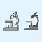 Microscope line and solid icon. Biochemistry and microbiology medical equipment. Health care vector design concept