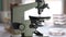 Microscope in a medical laboratory at the hospital