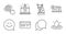 Microscope, Online accounting and Chat message icons set. Smile face, Fuel energy and Cogwheel settings signs. Vector