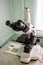 Microscope. Real medical equipment for blood analysis