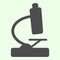 Microscope solid icon. Biology science laboratory tool glyph style pictogram on white background. Chemistry and