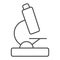 Microscope thin line icon. Scientific equipment tool, laboratory lens symbol, outline style pictogram on white