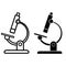 Microscope vector icon set. biology illustration sign collection. laboratory symbol. chemistry logo.