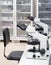 Microscopes in a research laboratory