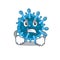 Microscopic coronavirus cartoon character design with angry face