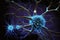 Microscopic Neuron Fractals with Blue Light Particles, Generative AI