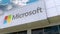 Microsoft logo on the modern building facade. Editorial 3D rendering