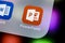 Microsoft office Powerpoint application icon on Apple iPhone X screen close-up. PowerPoint app icon. Microsoft Power Point applica