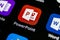 Microsoft office Powerpoint application icon on Apple iPhone X screen close-up. PowerPoint app icon. Microsoft Power Point applica