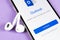 Microsoft Outlook office application icon on Apple iPhone X screen close-up. Microsoft outlook app icon. Microsoft OutLook applica