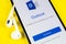 Microsoft Outlook office application icon on Apple iPhone X screen close-up. Microsoft outlook app icon. Microsoft OutLook applica