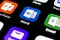 Microsoft Word application icon on Apple iPhone X screen close-up. Microsoft office word icon. Microsoft office on mobile phone. S