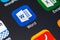 Microsoft Word application icon on Apple iPhone X screen close-up. Microsoft Word icon. Microsoft office on mobile phone. Social